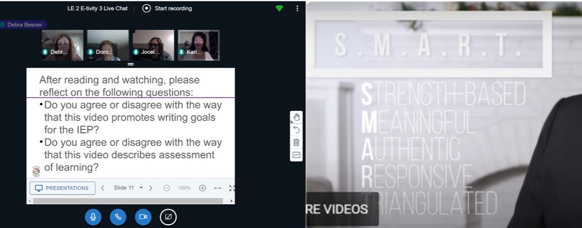 debrabesner's tweet photo. In our @ETFOAQ Teaching Students with Intellectual Needs(DD) course we had an inspirational and informative  @BongoLearn  virtual live chat about IEP SMART goals and assessment. All participants shared thoughtful insights, and we all enjoyed the opportunity to chat live. https://t.co/hN8ZKx9u7w