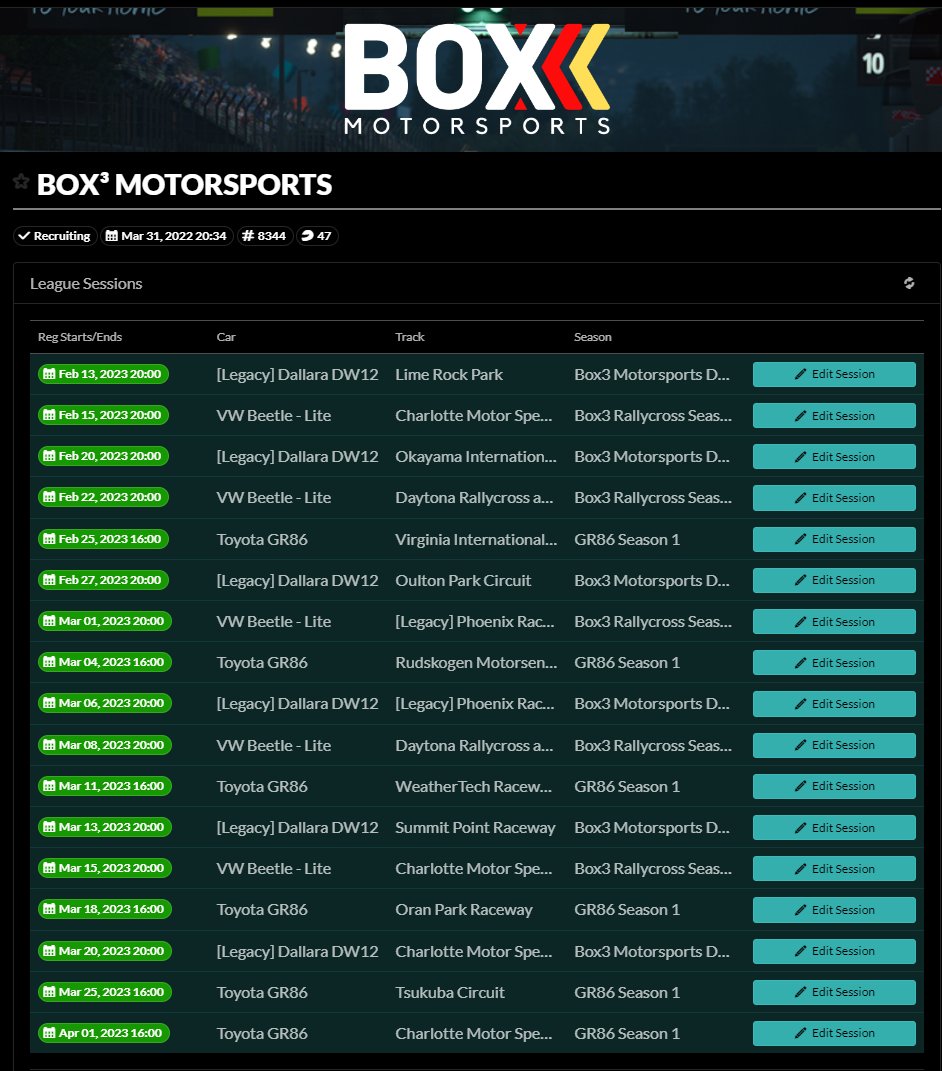 Box3Motorsports's tweet image. iRacing returns for 2023 at Box3 Motorsports!  Three new seasons starting on Monday the 13th.  Join us! #iracing #Simracing   members.iracing.com/membersite/mem…