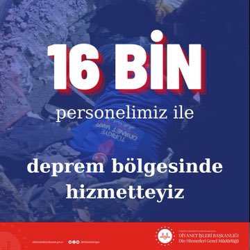 Başkanından yardımcısına, genel müdüründen daire bşkana, müftüsünden müdürüne, vaizinden uzmanına, imamından müezzinine, Kur’an kursu öğreticisinden manevi rehberine, şefinden memurundan şoföründen hizmetlisine #deprem de milletin hizmetine koşan Diyanet personeli iyi ki varsınız