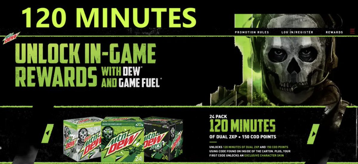 MtnCodCodes's tweet photo. Completely out of Mountain Dew caps but hit me up for some 24 pack codes!! Dm if interested, fairly cheap! #CallofDuty #mw2 #CallofDutyModernWarfare #mountaindew https://t.co/UojjCDbnhY