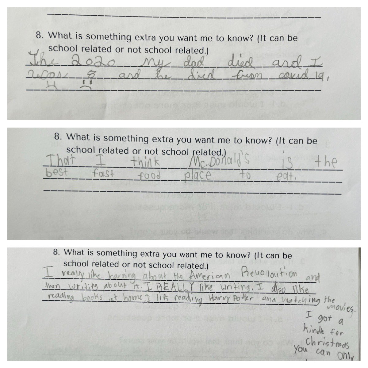 “ELA Reflection”: Something, I want to use to set academic goals. Yet, as I review them, the personal things they chose to share with me are shining out the most.

I admire my students’ vulnerability &amp; am humbled by their trust. 💛 #SumnerAchieves
