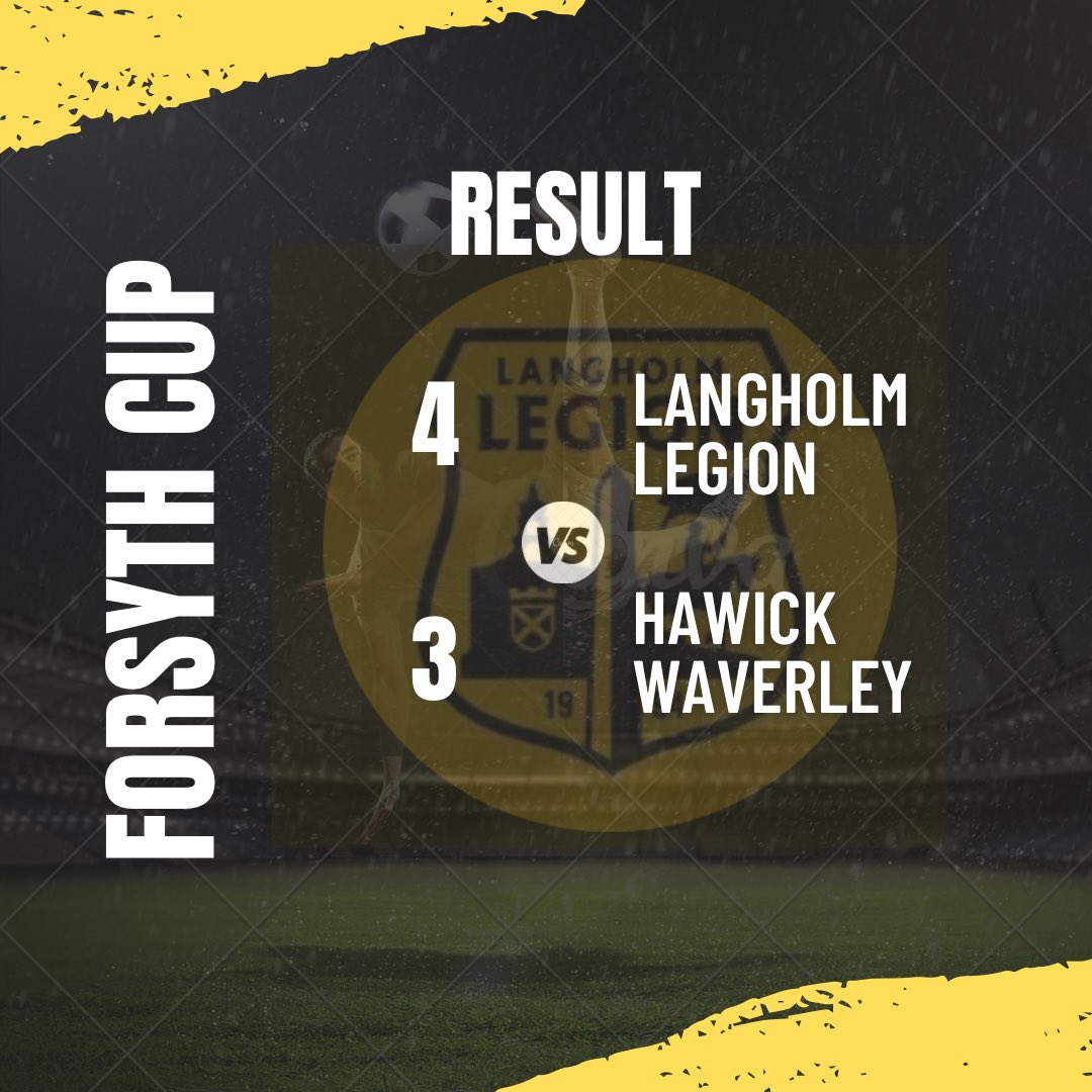 Langholm Legion 4-3 Hawick Waverley

Langholm progress though the next round of the Forsyth cup after a hard fought victory on the 3G this afternoon.