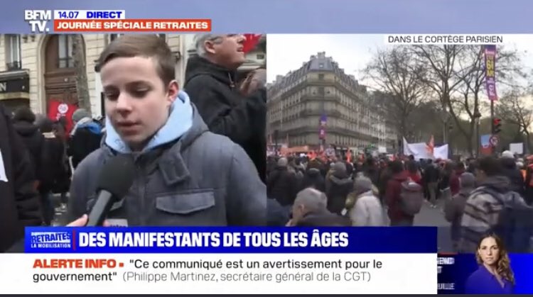KimKy_Love's tweet photo. Après Manès, 15 ans
Voici Martin, 12 ans
À la prochaine manif, les journalistes de #BFM oseront-ils interroger un enfant de moins de 10ans sur la retraite qui aura lieu dans 50ans?

C’est sain que les jeunes s’engagent mais pouvons nous laisser les enfants vivre leur vie d’ado?🤷🏻‍♀️ https://t.co/4FxyOBBpTS