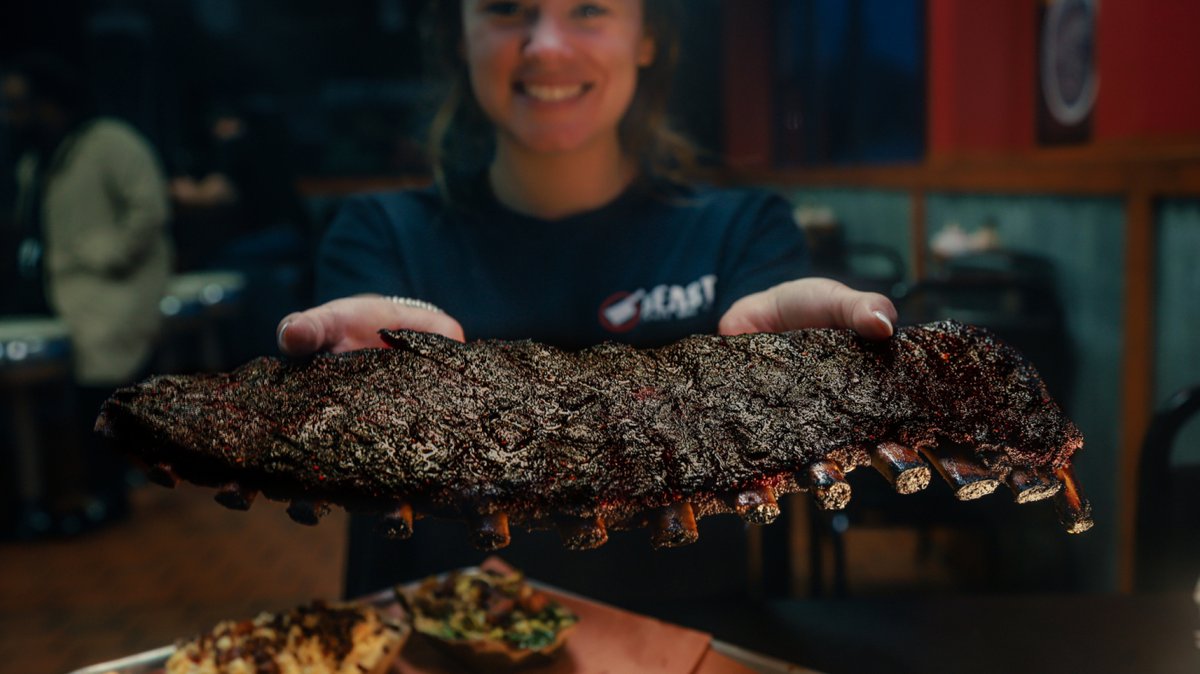 Come get your ribs at BEAST Craft BBQ! Our delicious spare ribs are cherry-smoked and seasoned with a special dry rub before being grilled and basted. You won't find better quality anywhere else! Get your rack of ribs today - we're serving until 8pm.