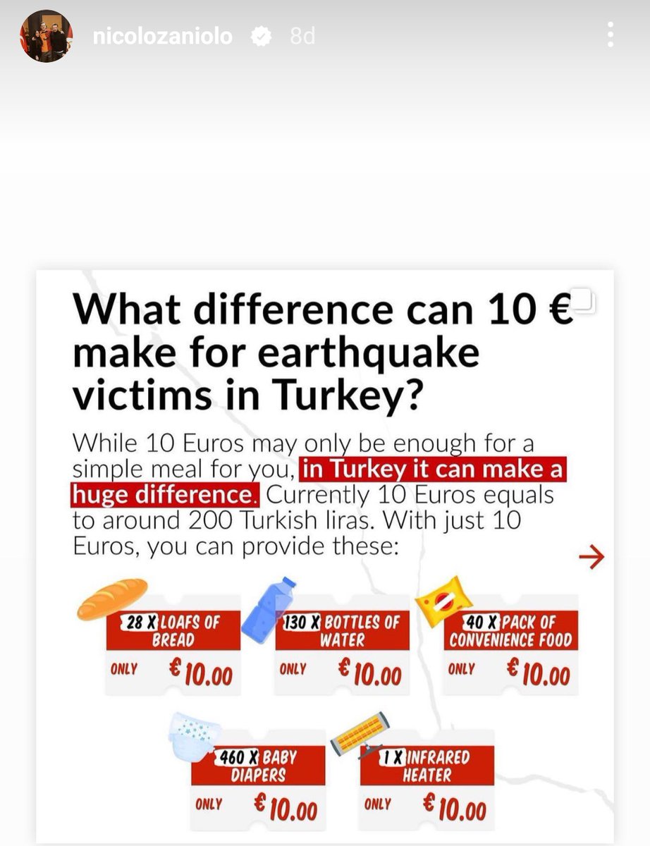 Zaniolo: '"10 euro sizin için sadece basit bir yemek için yeterli olabilirken, Türkiye'de büyük fark yaratabilir. Şu anda 10 euro yaklaşık 200 tl ediyor. Sadece 10 ruro ile şunları sağlayabilirsiniz."