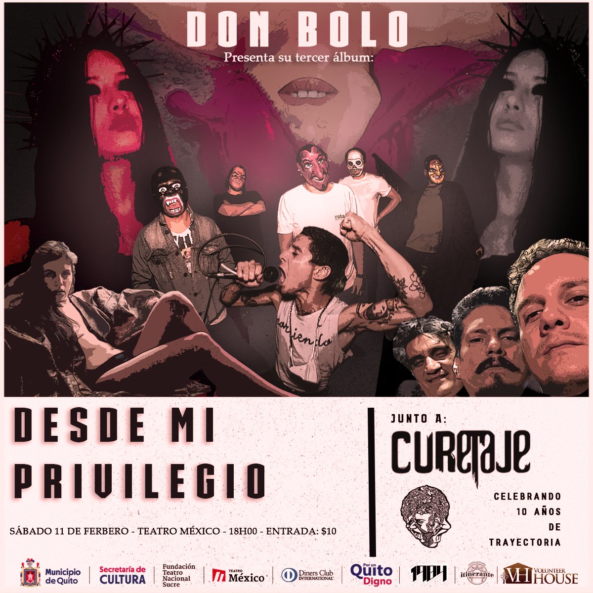 SesionesUIO's tweet photo. Hoy evento recomendado en el Teatro México en Quito. Don Bolo presenta su nuevo disco junto a Curetaje desde GYE celebrando 10 años de trayectoria. Compra tus entradas en boletería o aquí https://t.co/Bkmjqld3Ce https://t.co/wX4dzSTuuk
