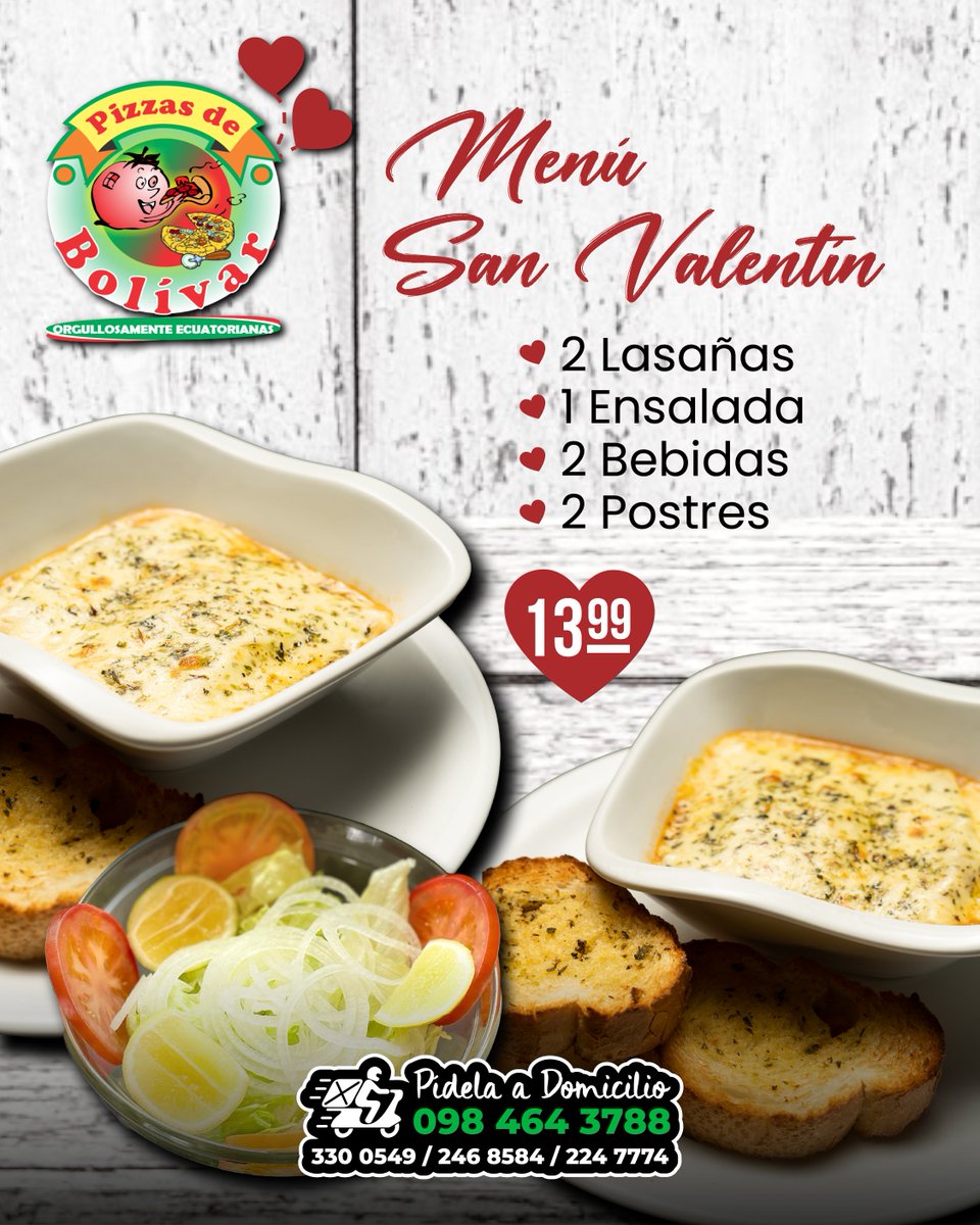 PizzasdeBolivar's tweet image. Las cosas buenas de la vida se comparten 

Te ofrecemos estas dos opciones para compartir en pareja del 12 al 14 de Febrero.🥰❤️ 

Visítanos, pídela para llevar o a domicilio* 🍕✨

#apasionadosporlapizza #SanValentin2023 #promosanvalentin #amor #amigos #pizzadelivery