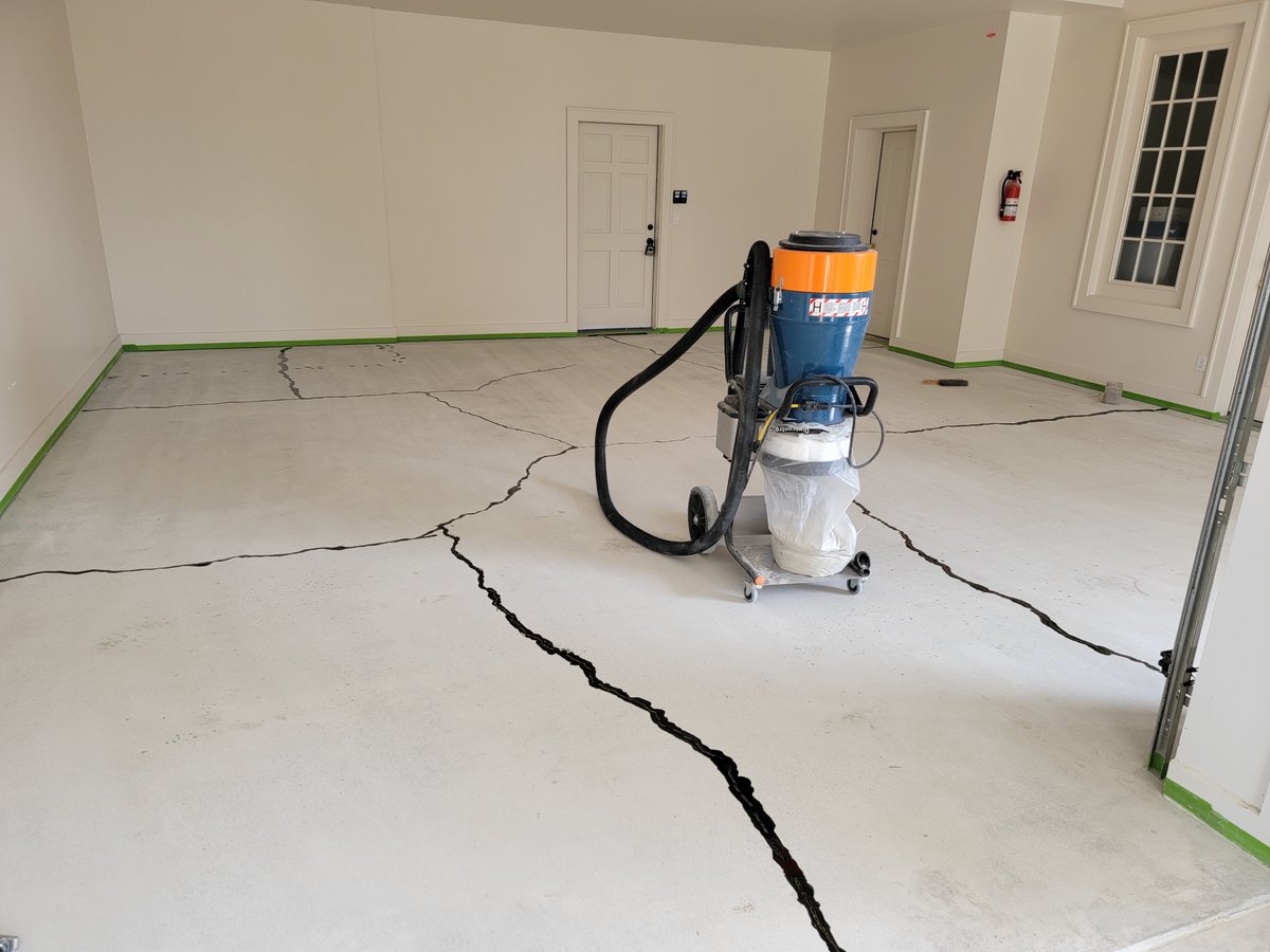 Another Flake Floor installation but this time we’re at the peak of the mountain in North Carolina! What an amazing view!  

Starting with diamond grinding to remove the current coating and then repairing all surface cracks before installation. 

#flakefloor #moepoxy #epoxyfloor