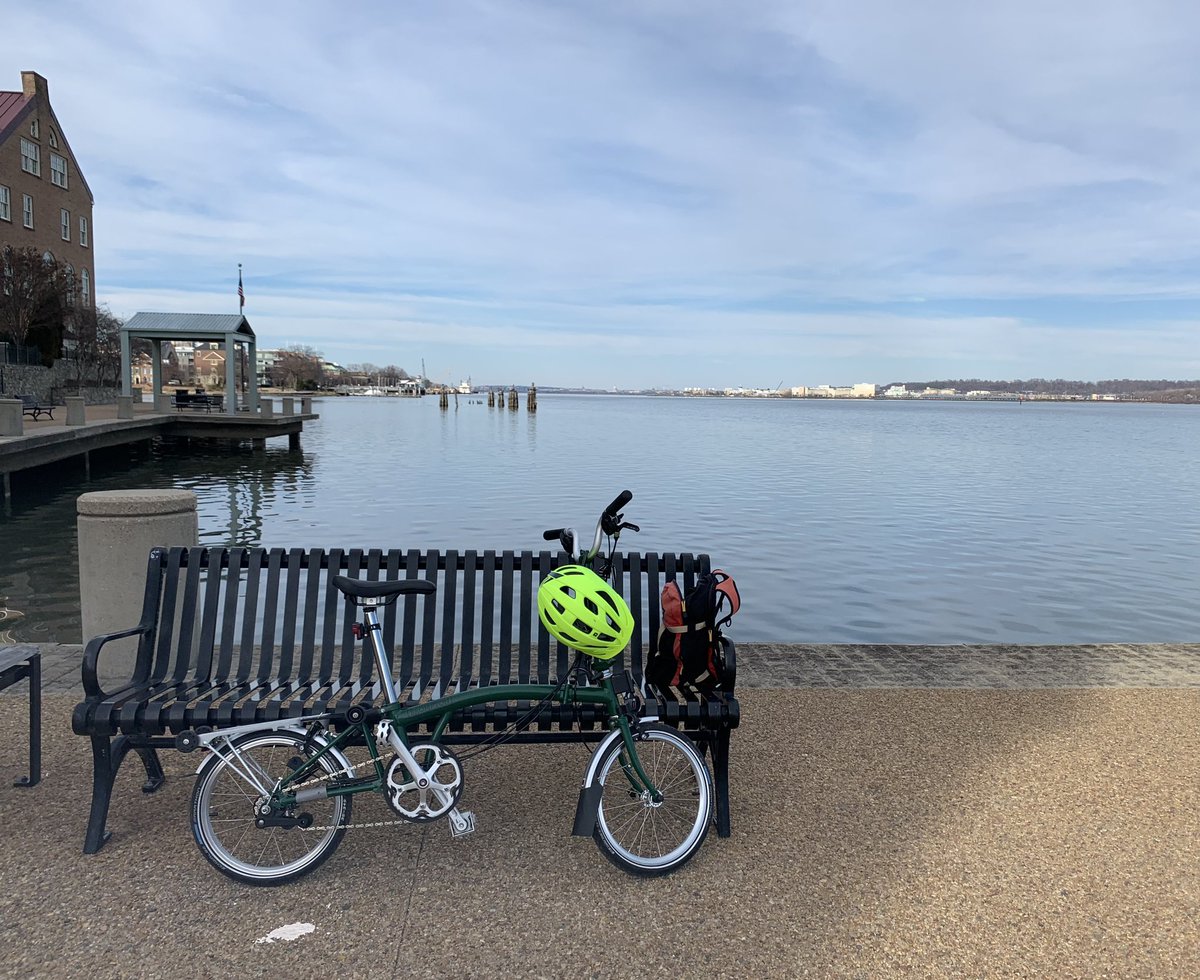 Took a February ride along the Potomac on my awesome portable folding bike. Like the color combo? #Warriorstrong #Waynestateuniversity