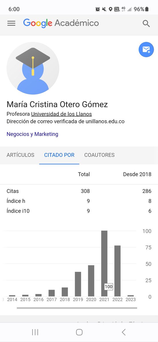 dinamiconsumo's tweet photo. Desde el grupo reconocemos los importantes aportes a la ciencia que desde hace más de 10 años ha realizado nuestra directora la profesora María Cristina Otero Gómez, la mejor forma de celebrarlo es informar a todos, que es la primera mujer en alcanzar 100 citas en 1 sólo año. https://t.co/x6OhjiaoQL