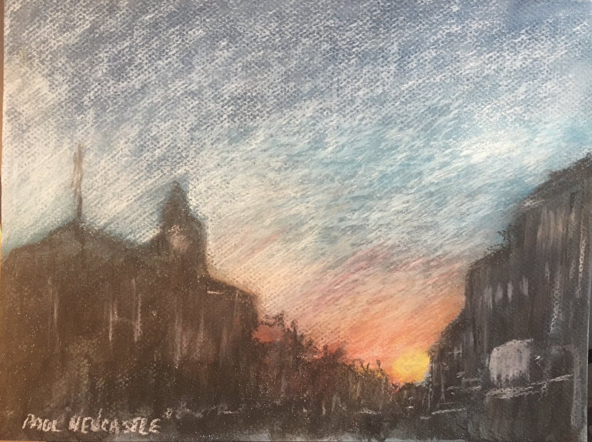 #blastfromthepast My #pastel sketch of Newcastle-under-Lyme Town Centre early morning #! #newcastleunderlyme #Staffordshire #lovenul #sunrise