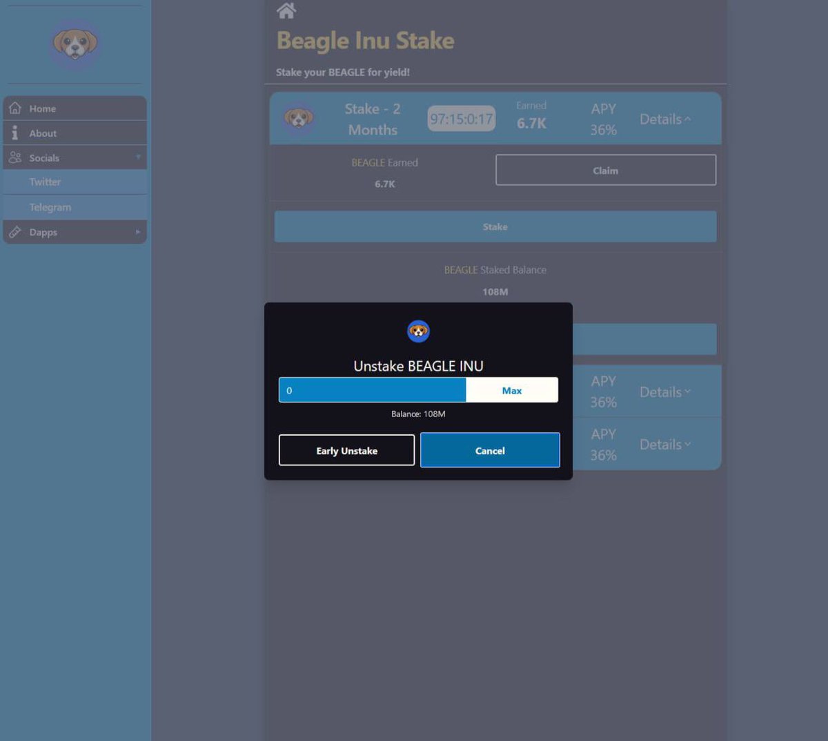 RealBeagleInu's tweet photo. Hope everyone is having a great weekend 🐶

We wanted to share a quick preview of $BEAGLE Staking Dashboard, which is going to be released on Monday.

Here you will be able to stake your $BEAGLE to earn more. APY information will be released on Monday so stay tuned and be early! https://t.co/DzJR8WLFtM