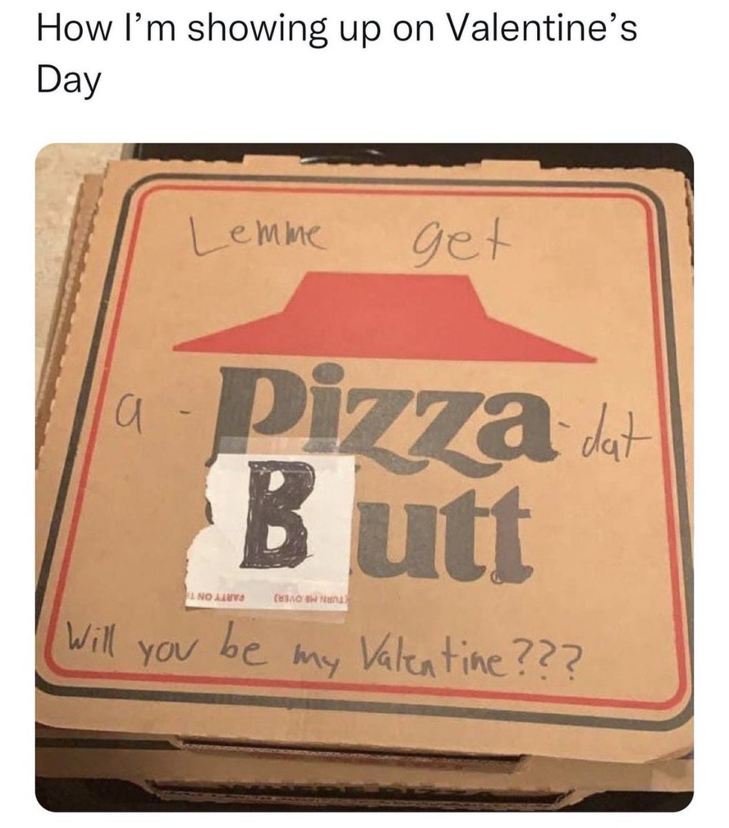 Taylap55's tweet photo. Who says chivalry and romance are dead? Cause they’re wrong 😂🍕 #VDay https://t.co/wAm8dStqTa