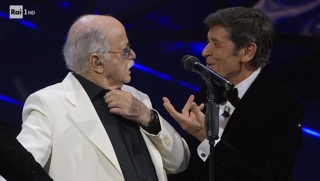 Cinguetterai's tweet photo. Gino Paoli che racconta a #Sanremo2023 delle corna di Little Tony https://t.co/qXgls46gKO