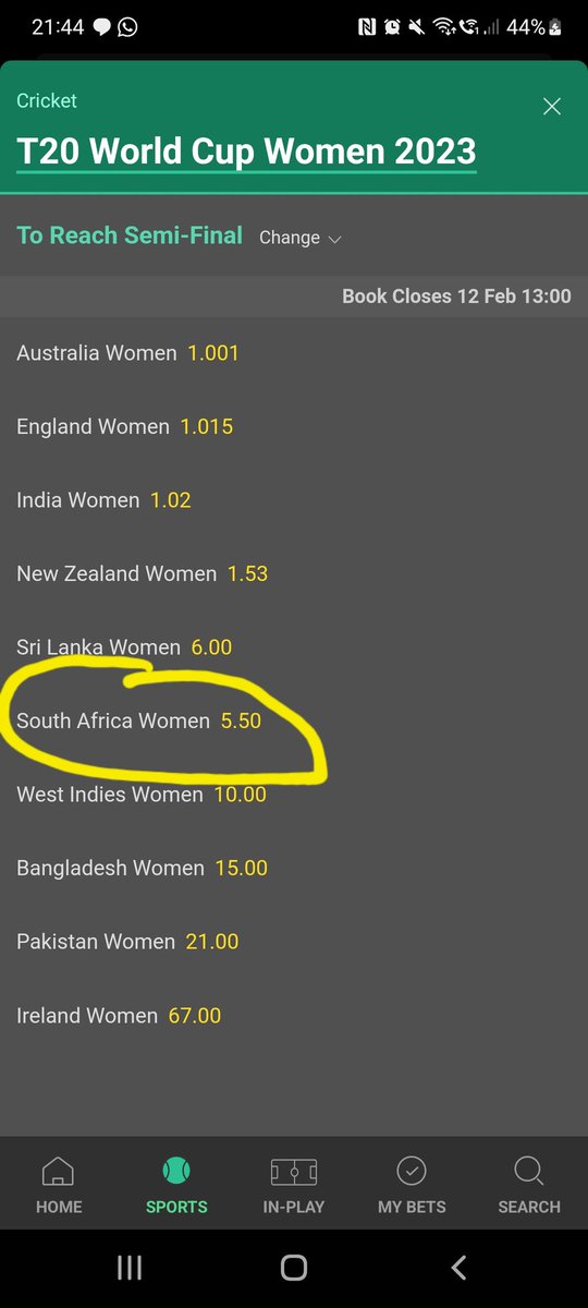SBP_Cricket's tweet photo. ... and then SA will be favourites to progress as runners up.

I have this around 3.50 odds so some small value.

Small stake

End of thread 🛑 https://t.co/6IFUPqZcR3