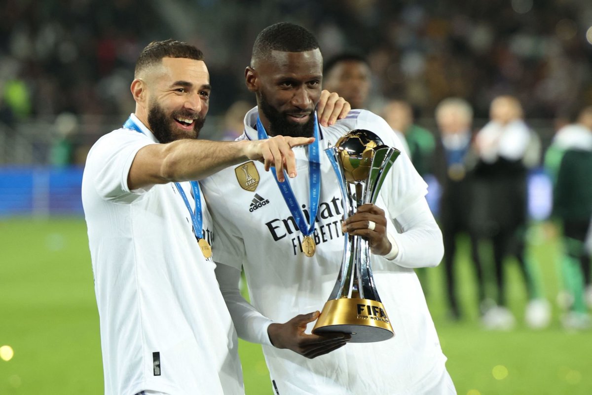 i3merz's tweet photo. Benzema &amp; Rudiger
#ClubWCFinal 
#RealMadrid https://t.co/Z55ROWkSKU