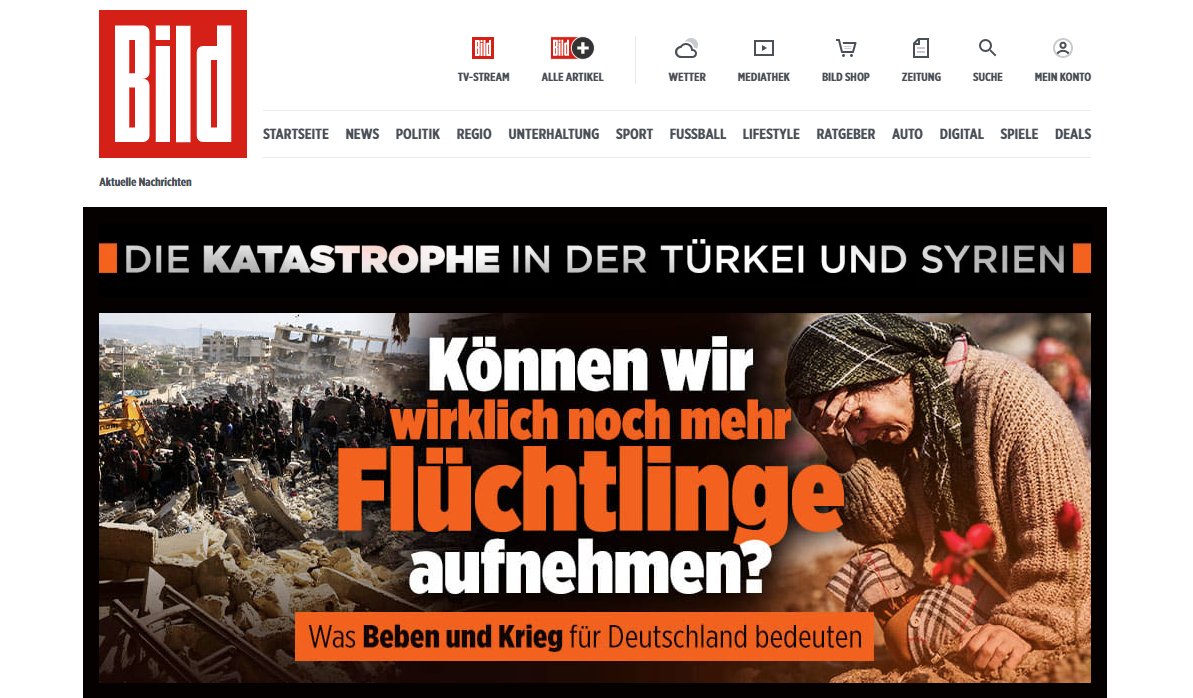 28.000 Menschen sind tot
Und die größte Zeitung Deutschlands entscheidet sich für diesen Aufmacher