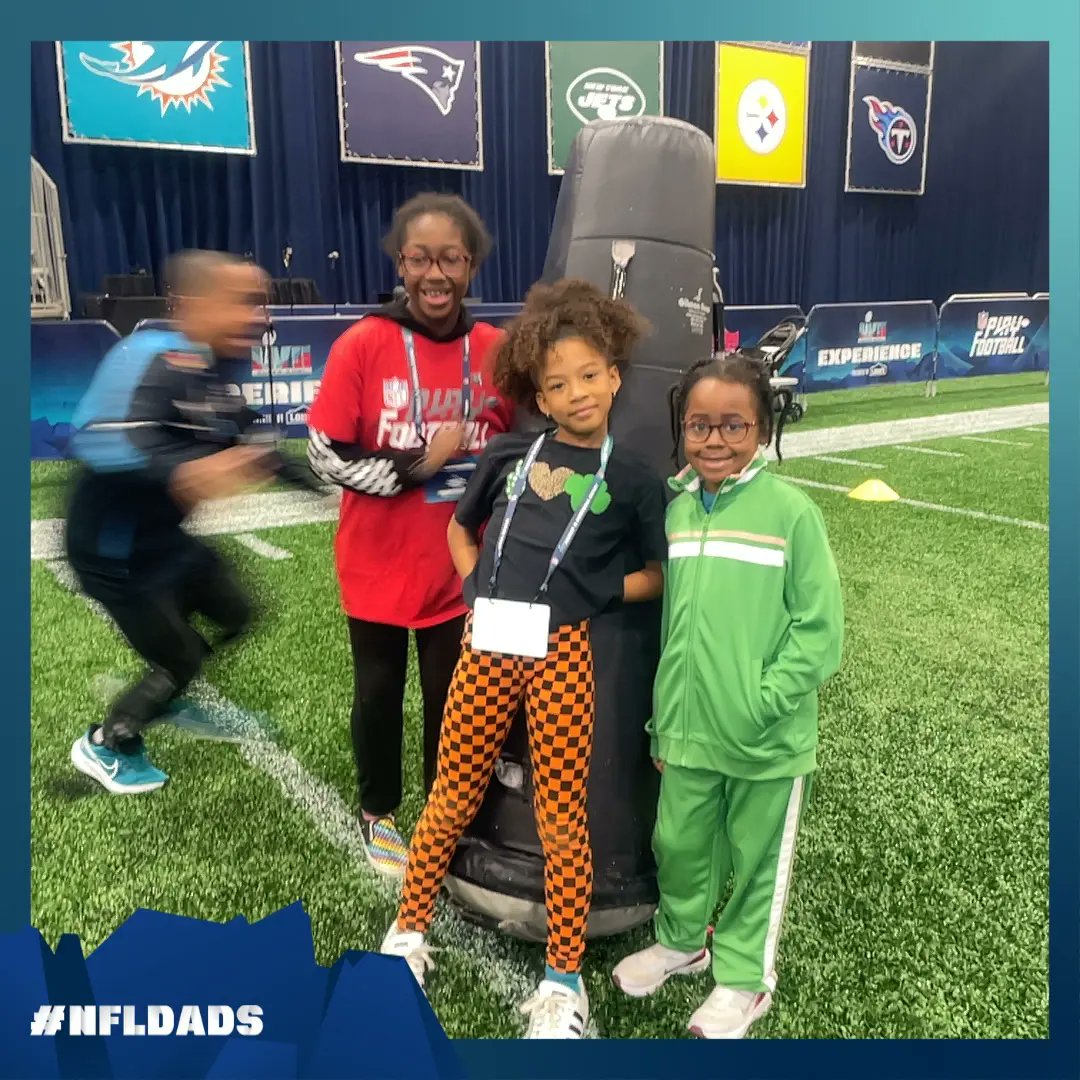 This is what it looks like when you're caught on camera about to blindside group tackle your kids while they're taking a nice picture with a friend. If you look past my supersonic speed blur, you can spot the <a href="/Jaguars/">Jacksonville Jaguars</a> logo on my shoe. #noregrets #nflexperience #SuperBowlLVII