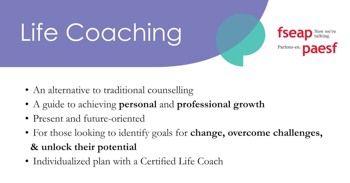 FSEAP_Canada's tweet photo. Ever wondered how you could benefit from a professional coach? 

Life coaching is an alternative form of counselling that focuses on achieving personal and professional growth to unlock your potential. Take a look at the differences between the two types: https://t.co/S997KEkoR6