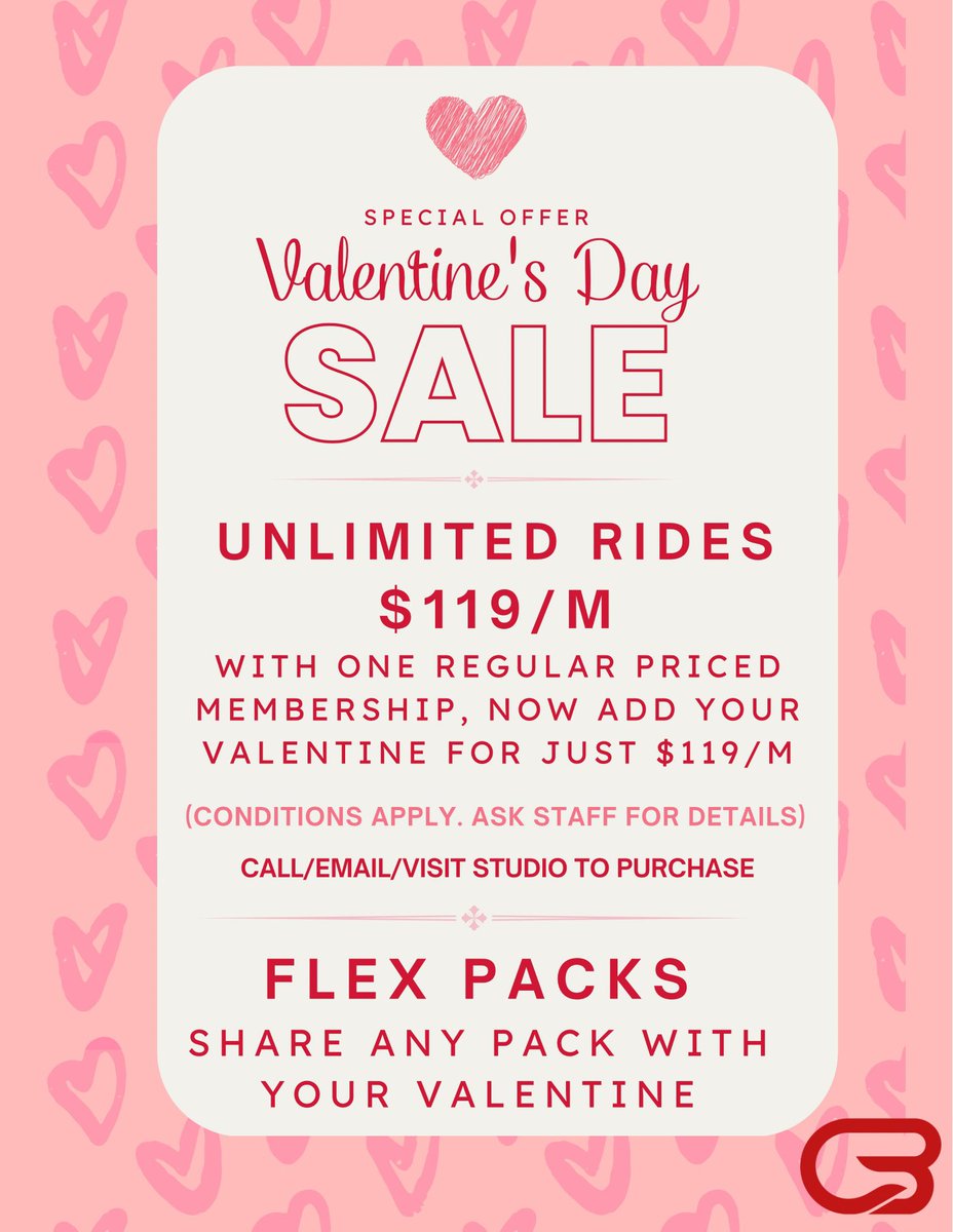 CyclebarV's tweet image. THE VALENTINE’s DAY SALE IS HERE! CALL THE STUDIO FOR MORE DETAILS💗💗 

#cyclebar #cycle #spin #fitness