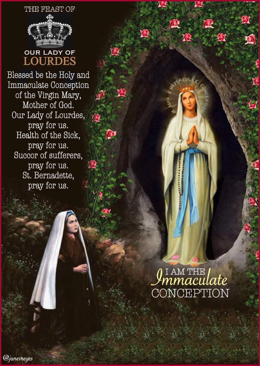 'Que soy era Immaculada Concepciou'
Our Lady of Lourdes pray for us! 
#OurLadyOfLourdes #SaintBernadette 
#CatholicTwitter 
#Rosary #Prolife