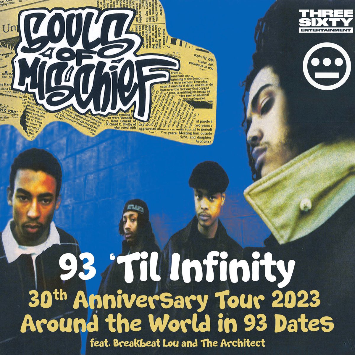 okayplayer's tweet photo. Souls of Mischief (@SOMHIERO) have some busy months ahead of them as they will embark on a massive 93 cities tour. 

The tour arrives to celebrate 30 years of their '93 'til Infinity' debut album. https://t.co/oBIQfkIOXF https://t.co/BymxgoNADl