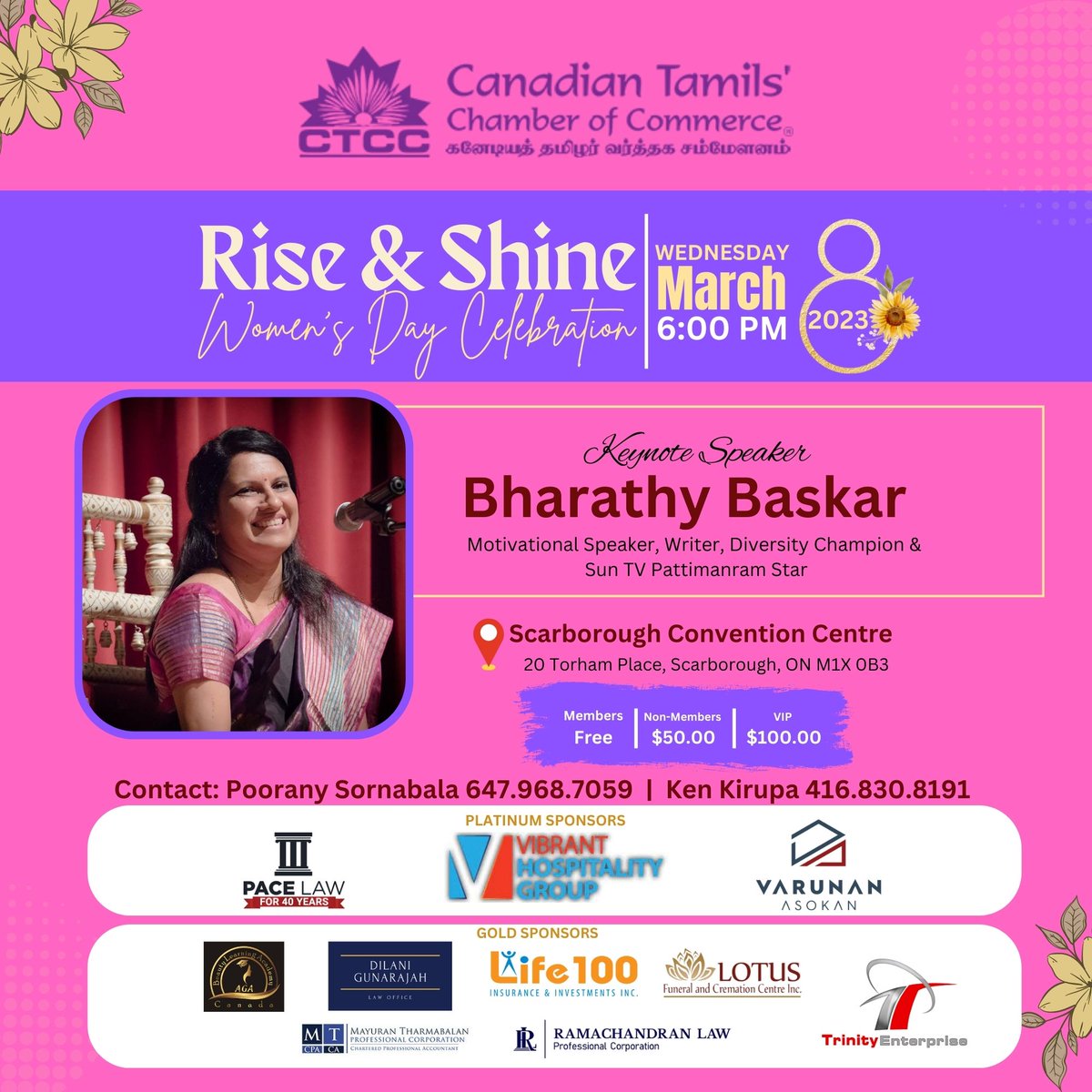Join us to celebrate the achievements and contributions of women around the world!  Tickets are selling fast. Call us to reserve your tickets. Looking forward to seeing you all! #IWD  #ctcc #womensday #IWD2023 #chamber #tamilchamber