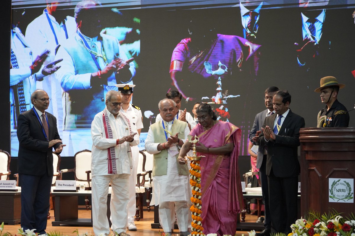 RiceIcar's tweet photo. Honourable President of India Shrimati Droupadi Murmu inaugurated the Second Indian Rice Congress (SIRC-2023) on 11th February, 2023 at National Rice Research Institute (NRRI), Cuttack. https://t.co/mhGgr0qlpQ