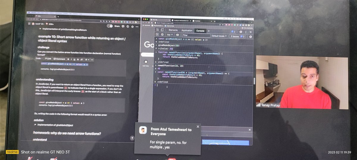 YogeshTiwari700's tweet image. Day1  #151DaysOfCode.

Today is the First class of neoG Camp level one about ES6+ JavaScript .We loved the way of making things understand the coding part and hands-on coding practice . In the class @tanaypratap bhaiya discuss about 
In section-1
var, let and const with Example