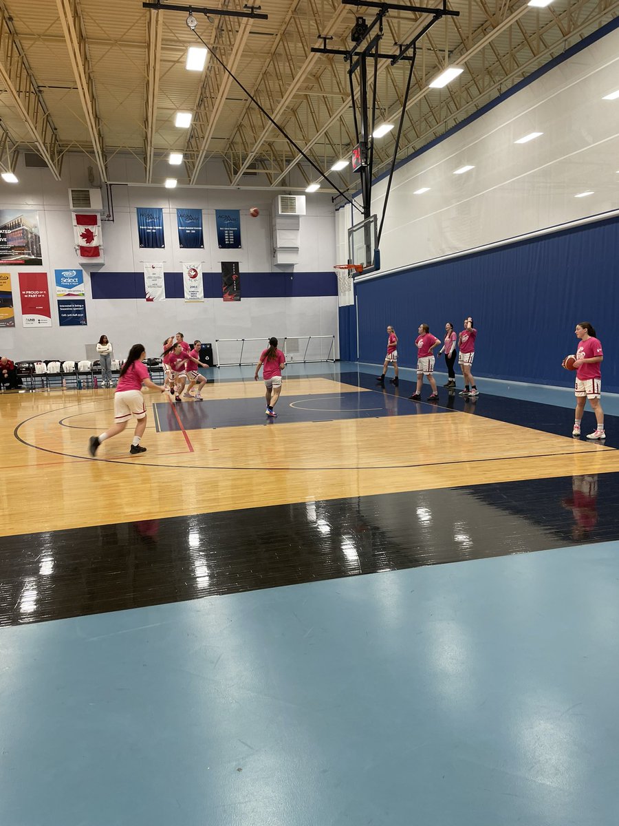 HarryMillerMS's tweet photo. And now for the game for #pinkweekend at UNBSJ #ThinkPink with @UNBSaintJohn @UNBSJSeawolves vs UKC today. Posters made, warm up on. Go Seawolves!! @ASD_South @PESpanther https://t.co/QEujVxagKv