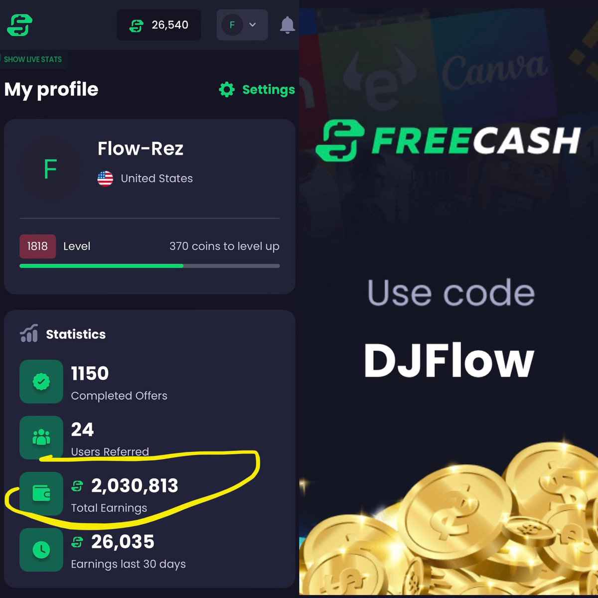 I’ve earned over $2,000 over this past year by completing tasks such as testing apps and playing games on freecash.com/r/DJFlow?utm_c…. If you sign up through my link you can open a free case and win up to $250 #swagbucks #freebies #coupons #fortnite #freeskins #FreeCash #league