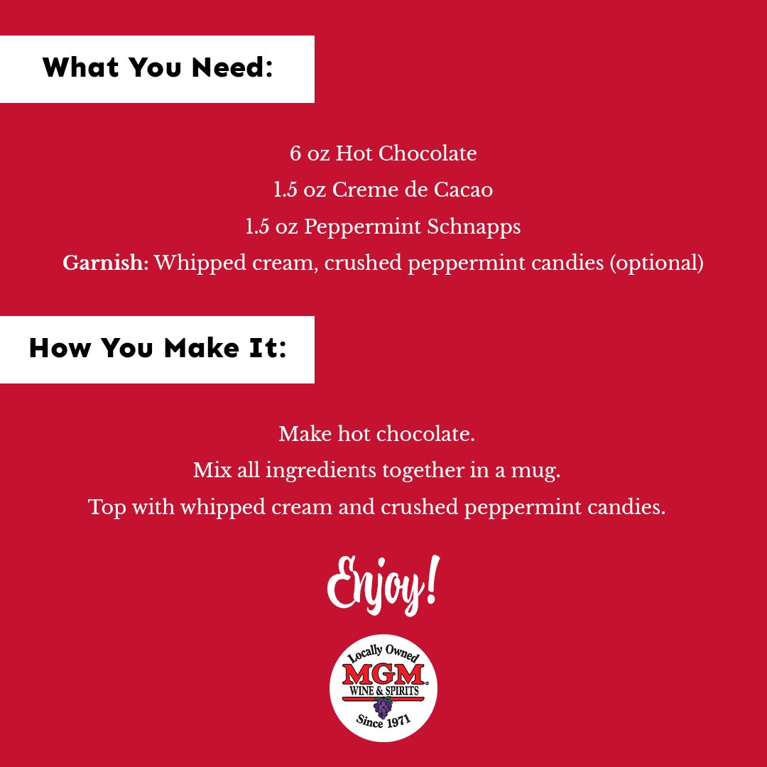 It's Peppermint Patty Day! Warm up your weekend with this easy and chocolatey cocktail! ☕️ ❤️