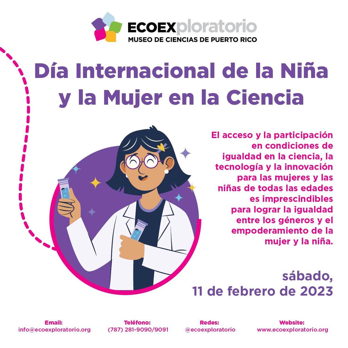 ECOEXPLORATORIO's tweet photo. Hoy celebramos el Día Internacional de la niña y la mujer en las ciencias

#cienciadivertida #mimuseopr #mujeres #stem https://t.co/vcSuctqfkf