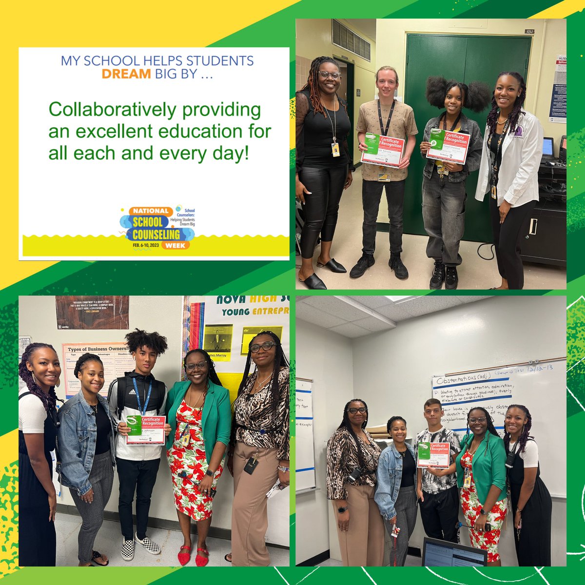 NovaHSOfficial's tweet photo. Our “WHY” is to ensure that we work together and provide our students with the necessary tools needed to accomplish their goals. Behind every student is a School Counselor who encourages them to DREAM BIG! @NovaHSPrincipal @NovaHigh @Mrs_Prospere https://t.co/ixDxnR2nt9