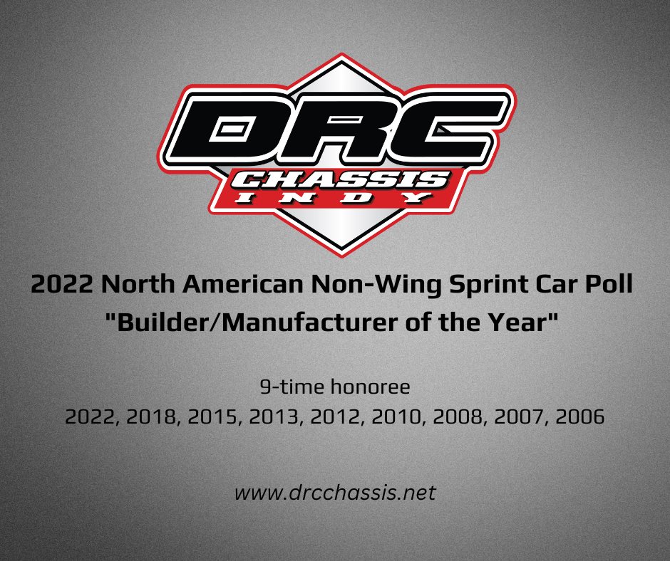 The North American Non-Wing Sprint Car Poll voting panel named Joe Devin the 'Builder/Manufacturer of the Year' for 2022!  This the ninth time Joe has been honored by the panel! 
 
Thank you @sprintcarhof for this honor! 

#DRCchassis #winning #sprintcars #sprintcarracing #RunDRC