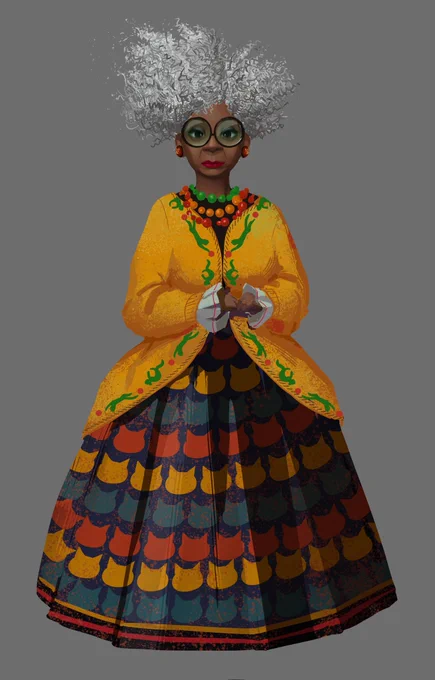 Mama Luna texture painting and some of her costume designs that carry cat motifs. #pussinbootsthelastwish #art #artistsontwitter #anime 