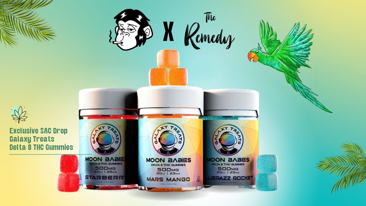StonedApeCrew's tweet photo. SAC X TheRemedy Joint Edible Line, Galaxy Treats 🌌

Available nationwide in the US starting tomorrow👇 https://t.co/TkIH7fR4s6