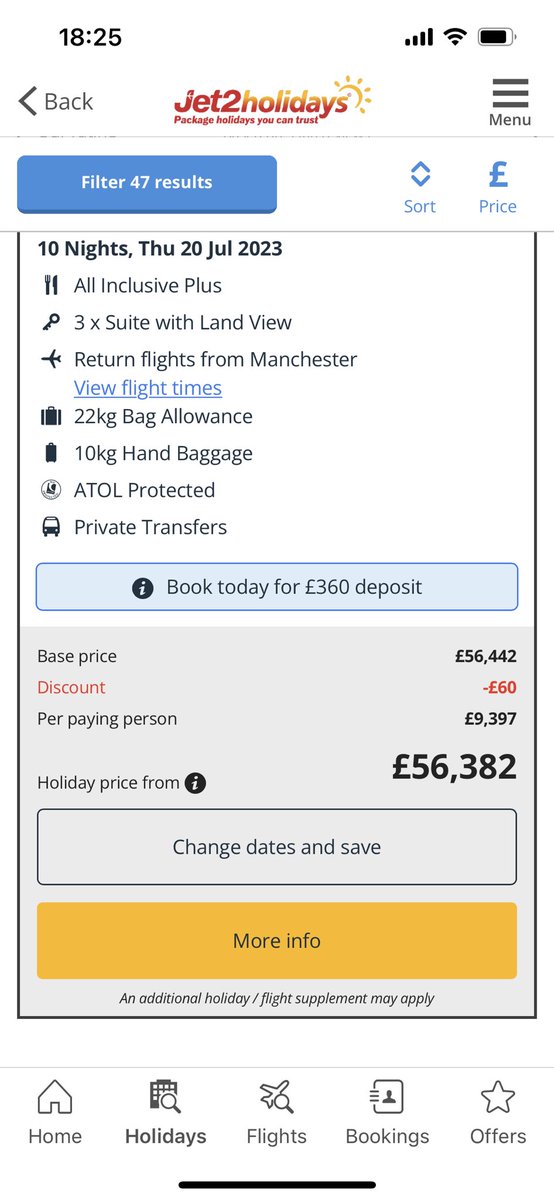 Hev_75's tweet photo. @jet2tweets looking at holidays for the summer for the family .. 10 nights in Turkey over £56k … seriously Jet 2? Loads more on sale for over £20k and £30k … bonkers !!! https://t.co/b71IX8NpS7