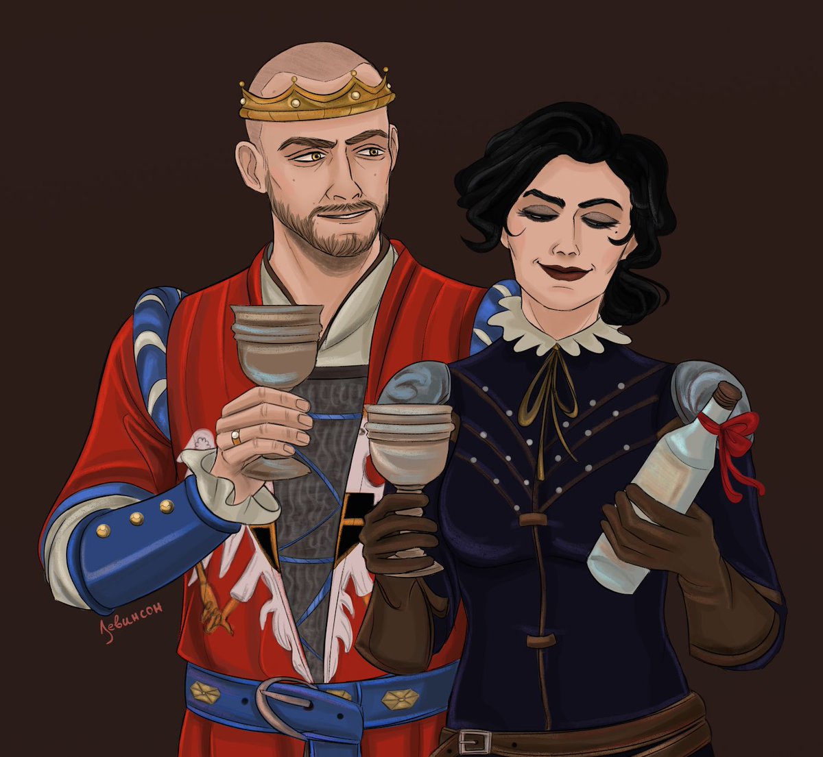 Redanian Herbal tasting (remainder: this is a delicious red vodka, called 'stern' in honor of King Radovid the Stern). But Syanna is no longer afraid of anything, because she has tried the Regis' mandrake moonshine. 

#TheWitcher #BloodandWine #Radovid #Радовид #Syanna