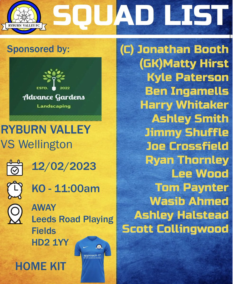 FcRyburn's tweet photo. Squad lists for tomorrow’s fixtures! #halavalley https://t.co/g4MCPsHEFS
