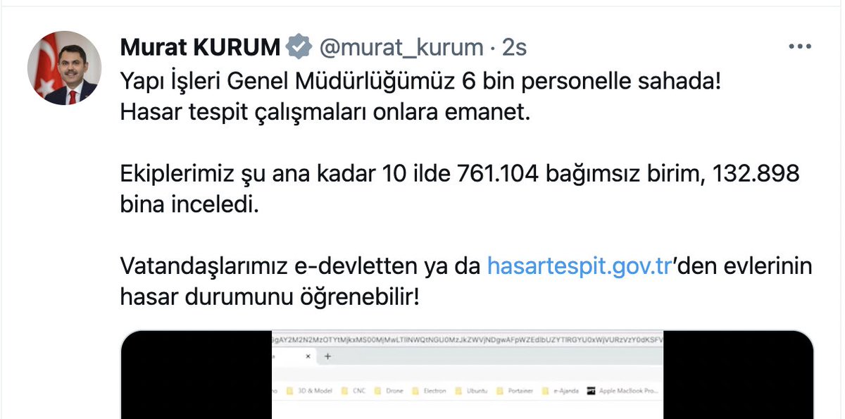 Alın size "devlet yoktu" diyenlere cevap!!

Şehircilik bakanlığının deprem yardım ve kurtarma çalışmalarına katılmayıp yeni inşaat yapmak için tespit çalışması yaptığını söylesem !!!

Depremin sonraki 
5 günde 
6 bin personel ile 
132 bin 898 bina incelemişler.