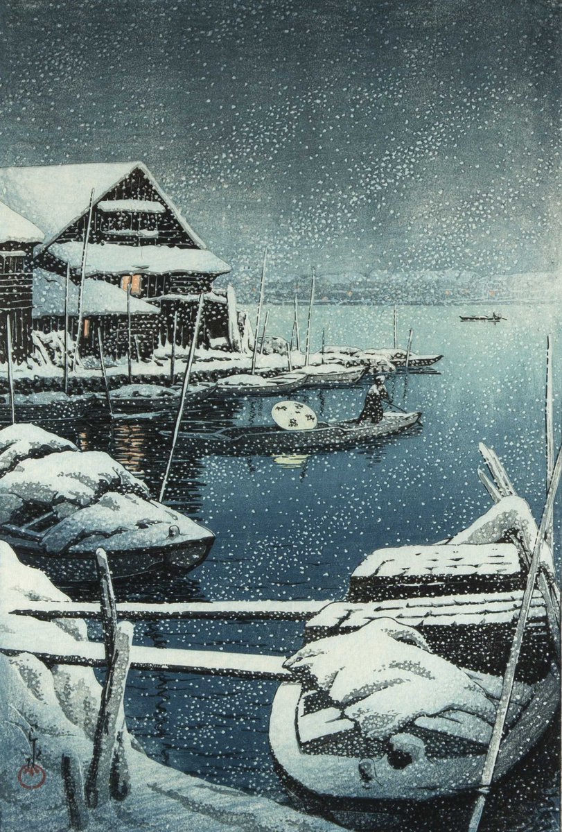 Kawase Hasui 
Snow in Mukojima (1931)