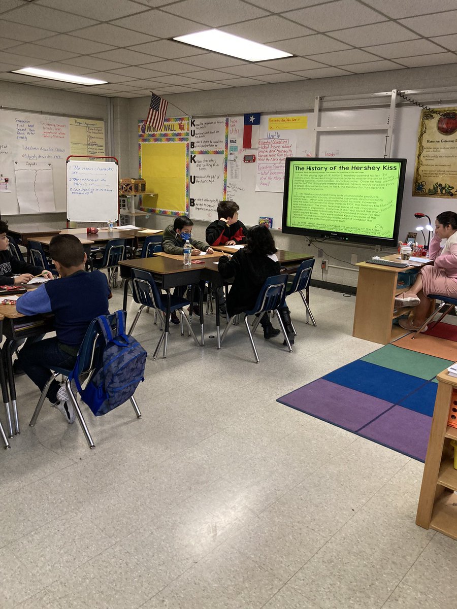 LAshley2016's tweet photo. Students read about the history of the Hershey Kiss, Idiom fun, and the importance of using RACE to support their answers. Shout out to all of the teachers and staff for making today a day of learning.#SaturdaySchoolFun @GrayES_AISD https://t.co/e3Ip2ZKUCj