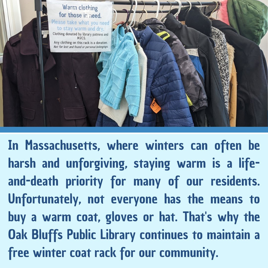 BlueLibrarians's tweet photo. ❄️🌨️NEW! Blue Marble Library Blog Post! Winter Coats at Oak Bluffs Library by Allyson Malik, @IlluminateOB Director &amp; Andrea Figaratto, Whelden Memorial Library 🌨️❄️ via @masslibsystem @climatecrews 
Directorhttps://guides.masslibsystem.org/ClimatePrepWeek/BlueMarbleLibraryBlog https://t.co/f1aNyFOJg3