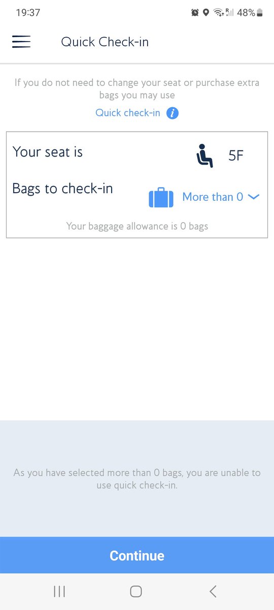 Since when do you not get a bag to check in when you're in business class? <a href="/British_Airways/">British Airways</a>