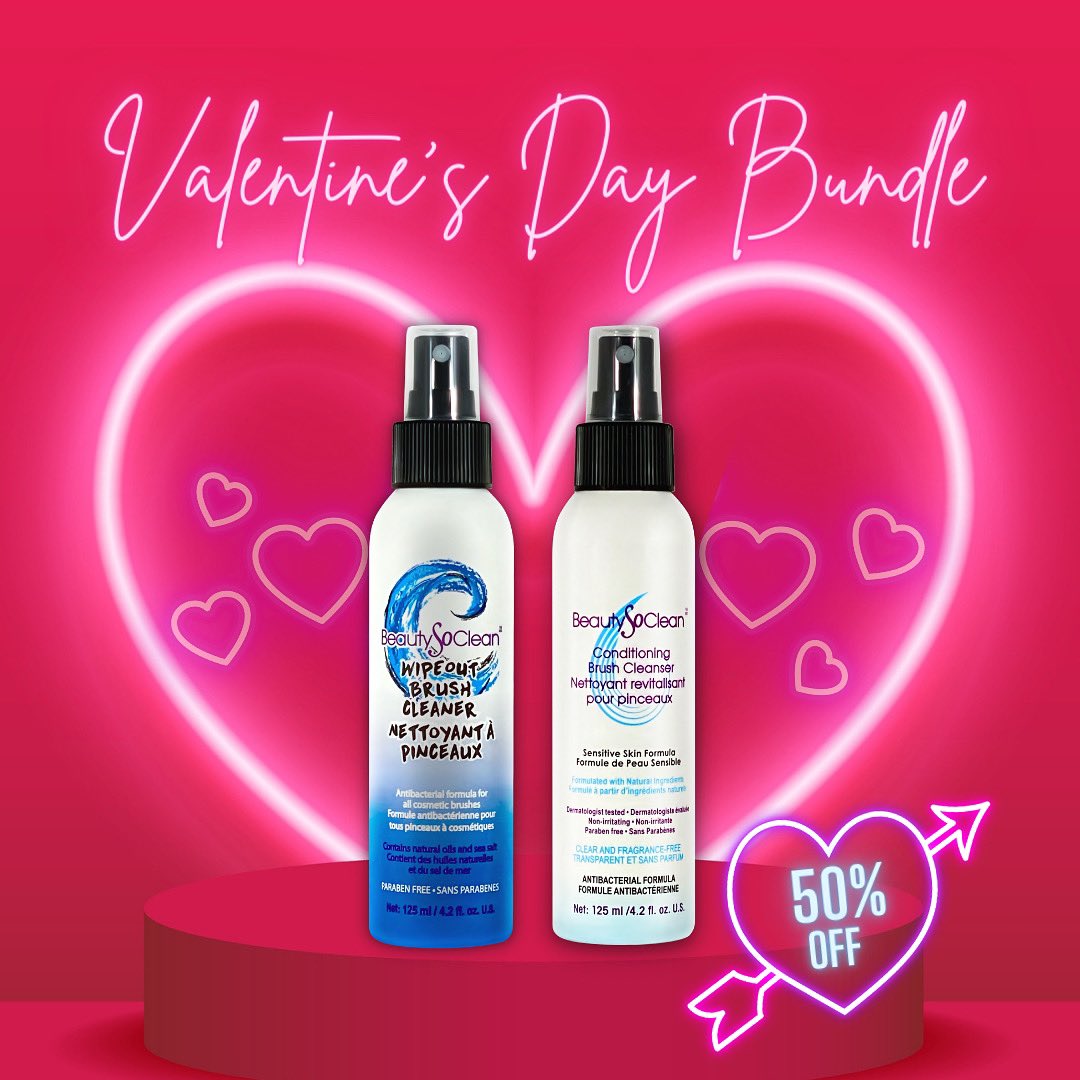 BeautySoClean's tweet image. SALE ANNOUNCEMENT!

From today until February 14th, this special Valentines Day Bundle will be available on our website! Get one of each of our 4oz brush cleaners for the price of ONE 💕