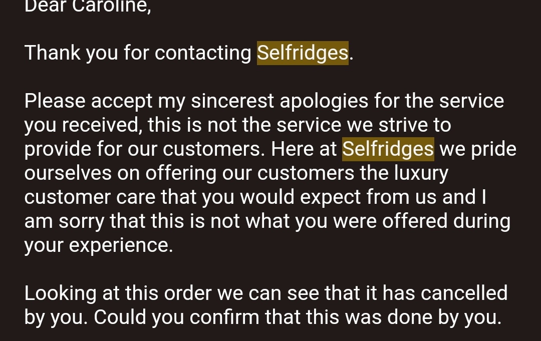 Selfishy2023's tweet photo. @Selfridges You have blamed @SamsungUK, a "direct supplier", IT, myself for the order not going through. It's quite clear that the problem is just... you https://t.co/NXOwjd4p26