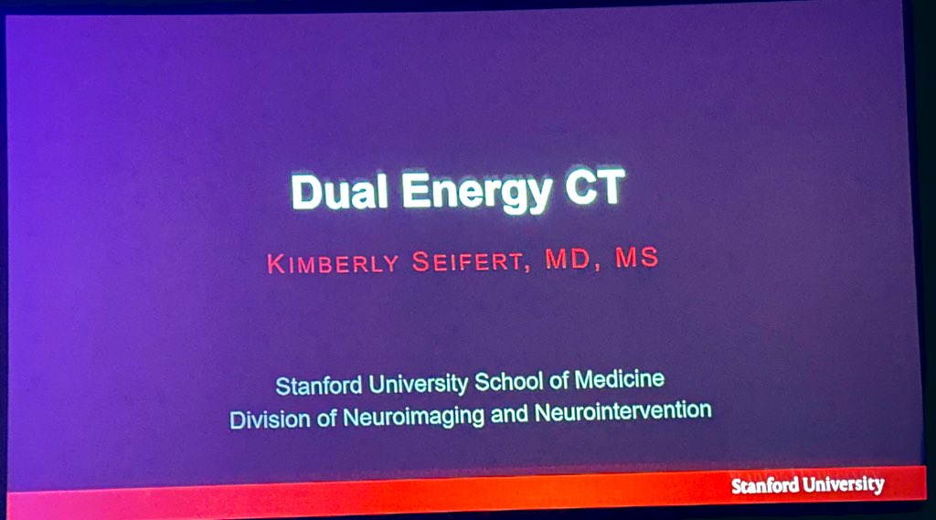 The_ASSR's tweet image. Next up is @KSeifertMD from @stanfordneuroi1 @StanfordRad teaching us about Dual Energy CT at #ASSR23! Thank you for this fantastic review! -@JudyGadde #NeuroRad #SpineRad