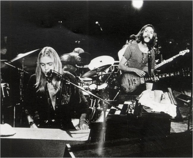 The Allman Brothers Band performing at the Filmore East, 1971