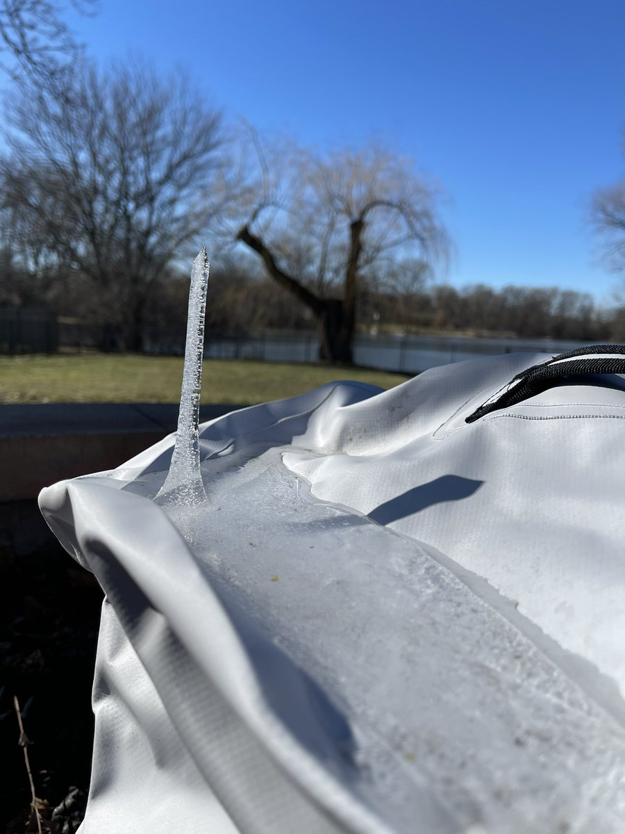 jack__sylvester's tweet photo. Tom @Skilling - mystery of the day for you. We found this ice stelagmite in our backyard. #notreeaboveit #jackfrost? https://t.co/ZqrHf144VG
